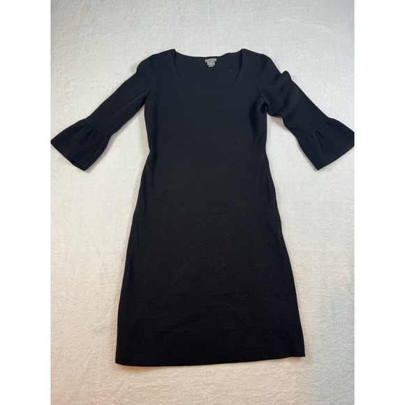 LOFT Dresses & Skirts - Ann Taylor LOFT S Black Merino Wool Blend Shift Dress 3/4 sleeve Classic Elegant